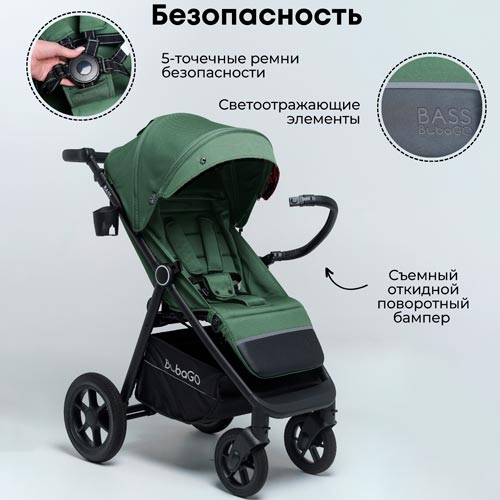Коляска прогулочная BubaGo BASS 2025 безопасноть