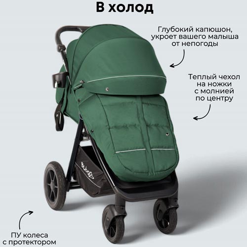 Коляска прогулочная BubaGo BASS 2025 комфорт в холод
