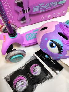 комплект аксессуаров для самоката в сиренево-розовых тонах