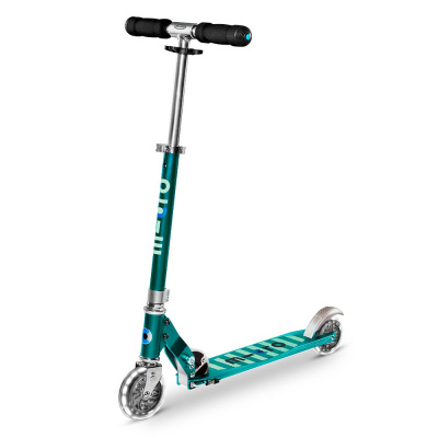 Двухколесный самокат Micro Scooter Sprite LED бирюзовые полоски