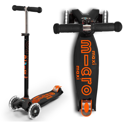 Самокат Maxi Micro Deluxe LED Черно-оранжевый