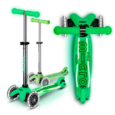 Самокат детский Mini Micro Deluxe LED Glow Plus Ледяной лайм