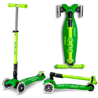 Самокат Maxi Micro Deluxe LED Складной Зеленый попугай